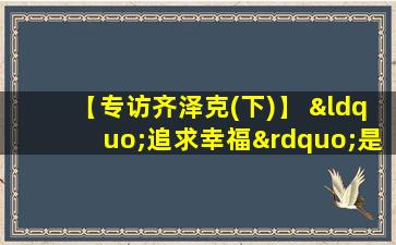 【专访齐泽克(下)】 “追求幸福”是当下最鲜活的意